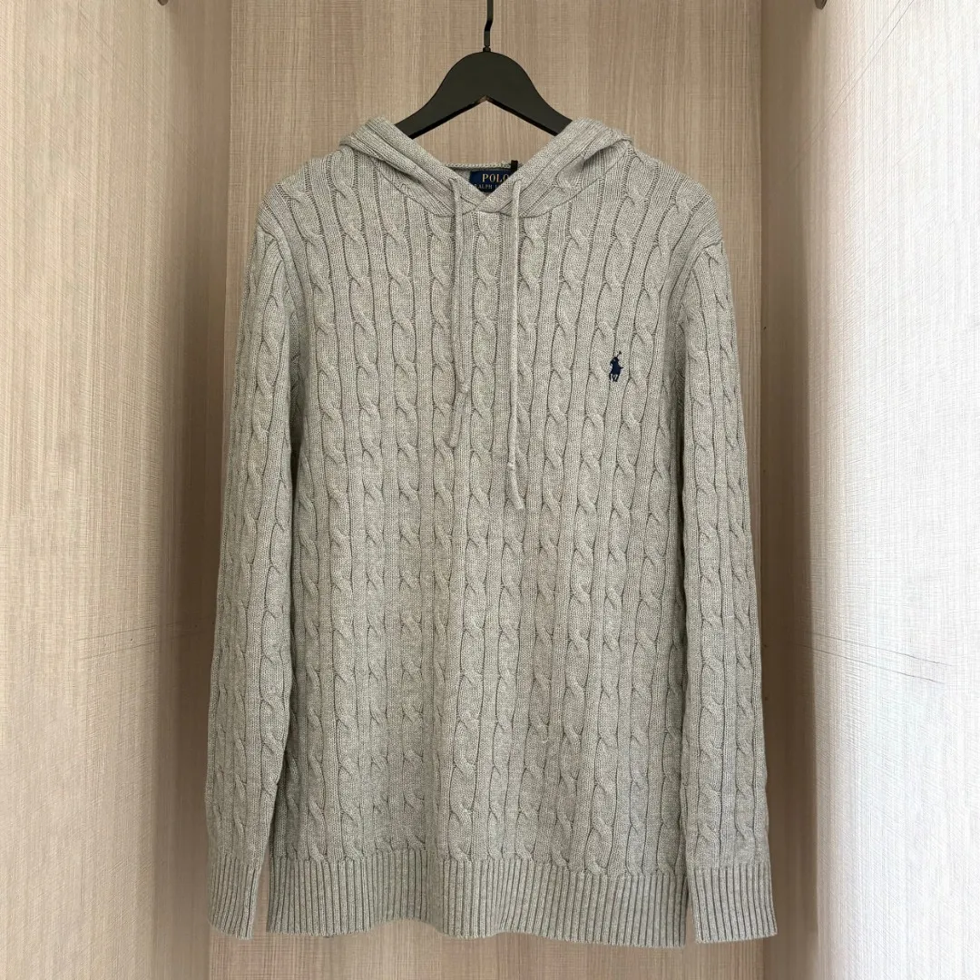 P216 RALPH LAUREN Ralph Lauren six-color classic small label embroidery hooded long-sleeved pullover knitted sweater tops for men and women. Six colors. Color: white, yellow, gray, brown, navy, black. Size: S M L XL. Material: cotton. Weight: 800g.